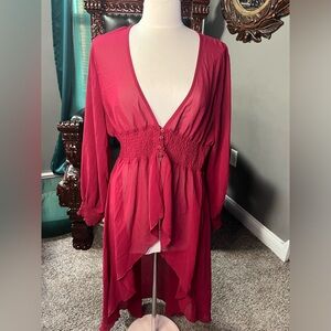 Sheer red over shirt